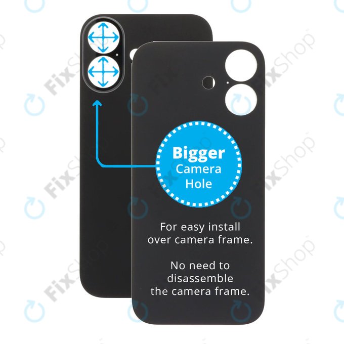 Apple iPhone 17 - Staklo stražnjeg kućišta s većom rupom za kameru (Black)