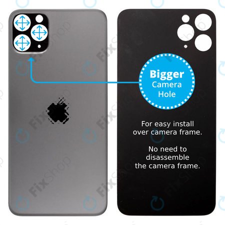 Apple iPhone 11 Pro Max - Stražnje staklo kućišta s većom rupom za kameru (Space Gray)