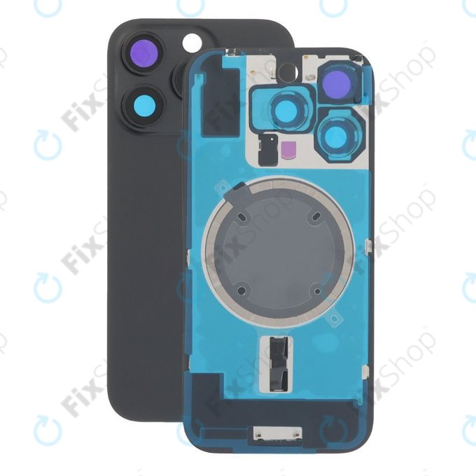 Apple iPhone 16 Pro - Stražnje staklo kućišta + staklo kamere + metalni okvir + Magsafe magnet (Black Titanium)