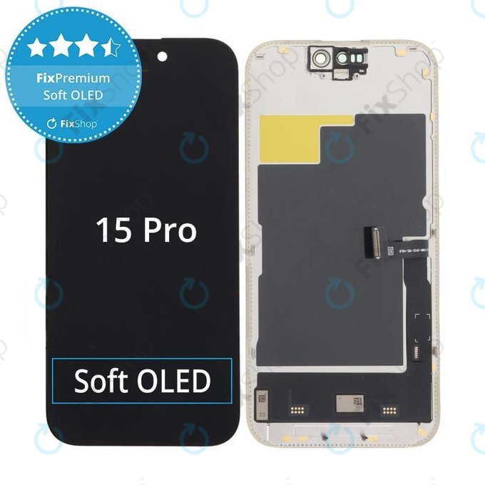 Zaslon Soft OLED za iPhone 15 Pro - Dodirno staklo + Okvir, DIAGNOSTIC