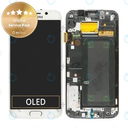 Samsung Galaxy S6 Edge G925F - LCD zaslon + zaslon osjetljiv na dodir + okvir (White Pearl) - GH97-17162B, GH97-17317B, GH97-17334B Originalni servisni paket