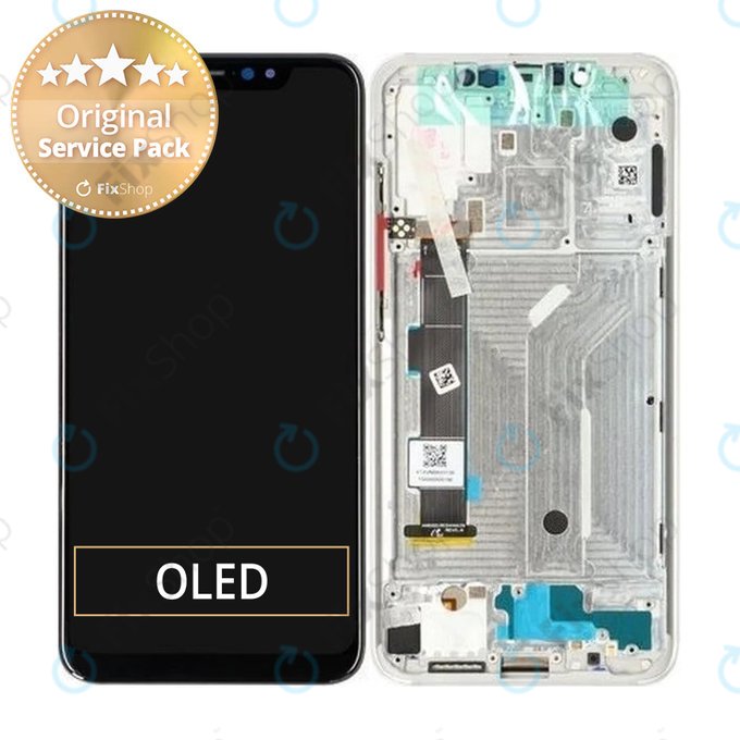 Xiaomi Mi 8 - LCD zaslon + zaslon osjetljiv na dodir + okvir (srebrni) - 560310020033, 560310002033 Originalni servisni paket