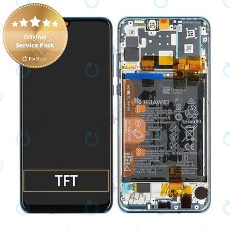 Huawei P30 Lite (2020) - LCD zaslon + zaslon osjetljiv na dodir + okvir + baterija (paun plava) - 02352PJP