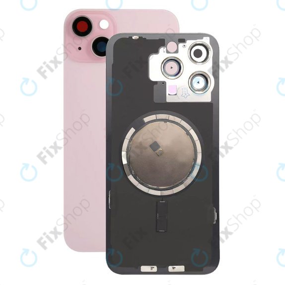 Apple iPhone 15 Plus - Stražnje staklo kućišta + staklo kamere + metalni okvir + magsafe magnet (Pink)