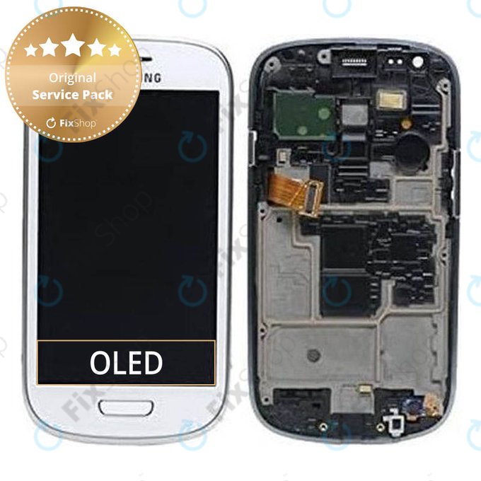 Samsung Galaxy S3 Mini i8190 - LCD zaslon + zaslon osjetljiv na dodir + okvir (bijeli) - GH97-14204A Originalni servisni paket