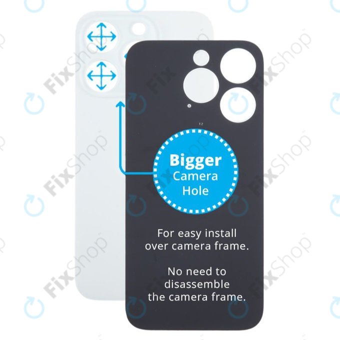 Apple iPhone 15 Pro - Staklo stražnjeg kućišta s većom rupom za kameru (White Titanium)