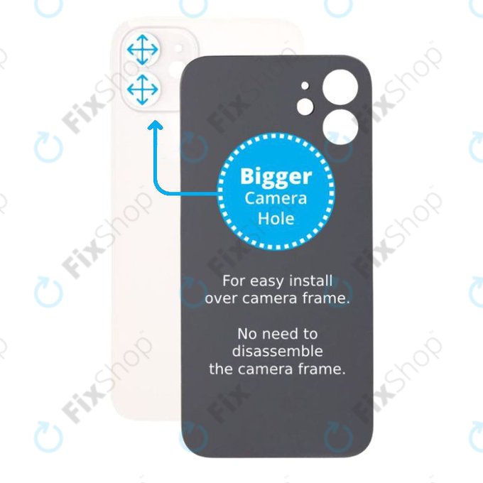 Apple iPhone 12 - Staklo stražnjeg kućišta s većom rupom za kameru (bijelo)