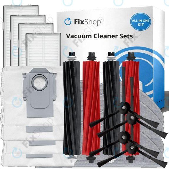 Set rezervnih dijelova za Xiaomi Roborock S8, S8+, S8 Pro Ultra (2 para glavnih četki, 4x Filter, 4x Bočna četka – crna, 4x Krpa za brisanje, 4x Vrećica za prašinu)