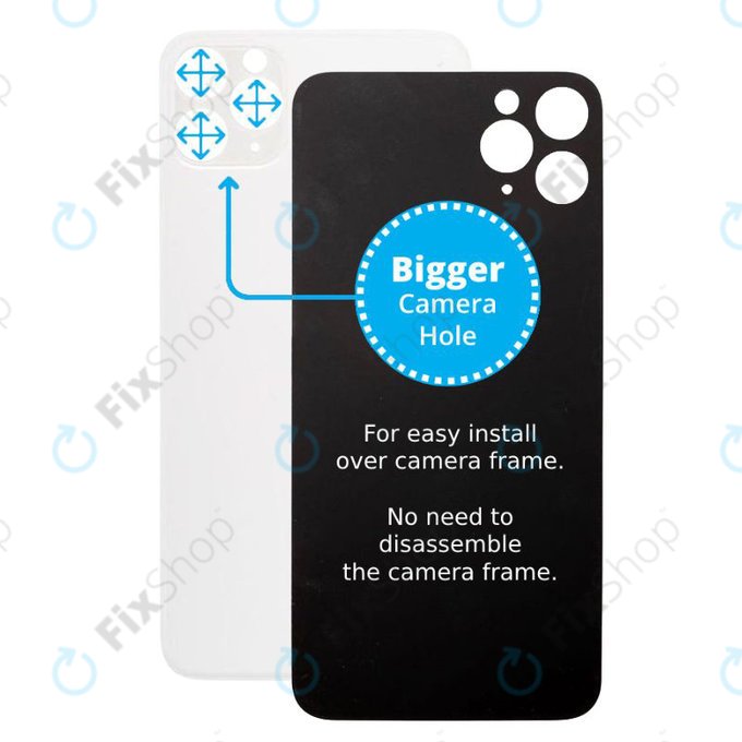 Apple iPhone 11 Pro - Staklo stražnjeg kućišta s većom rupom za kameru (srebrno)