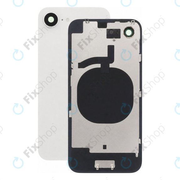 Apple iPhone 16e - Stražnje staklo kućišta + staklo kamere + metalni okvir White)