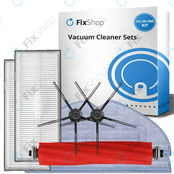 Set rezervnih dijelova za Xiaomi Roborock S7, S7 MaxV Ultra (1x Glavna četka, 2x Filter, 2x Bočna četka – crna, 2x Krpa za brisanje)