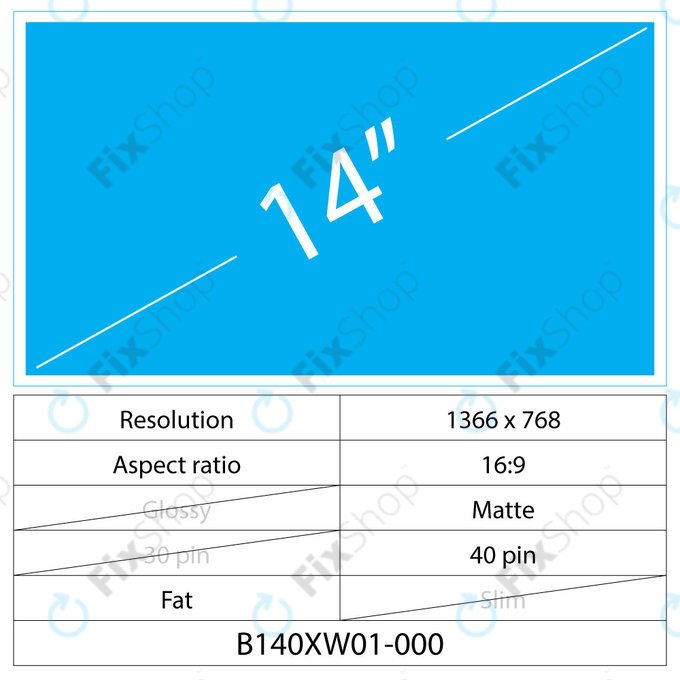 14 LCD Fat Matte LED 40 pin (lijevi konektor)