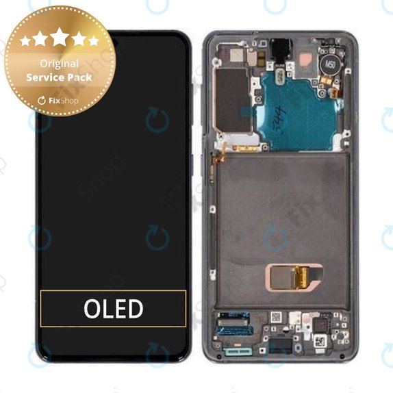 Samsung Galaxy S21 G991B - LCD zaslon + zaslon osjetljiv na dodir + okvir (Phantom Gray) - GH82-24544A, GH82-24545A Originalni servisni paket