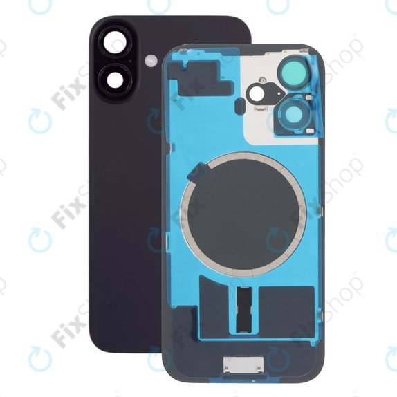 Apple iPhone 16 Plus - Stražnje staklo kućišta + staklo kamere + metalni okvir + Magsafe magnet (Black)
