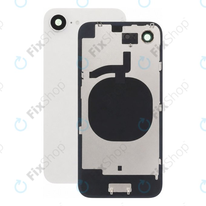 Apple iPhone 16e - Stražnje staklo kućišta + staklo kamere + metalni okvir White)