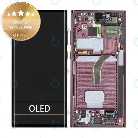 Samsung Galaxy S22 Ultra S908B - LCD zaslon + zaslon osjetljiv na dodir + okvir (bordo) - GH82-27488B, GH82-27489B Originalni servisni paket