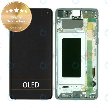 Samsung Galaxy S10 G973F - LCD zaslon + zaslon osjetljiv na dodir + okvir (zelena prizma) - GH82-18850E, GH82-18835E Originalni servisni paket