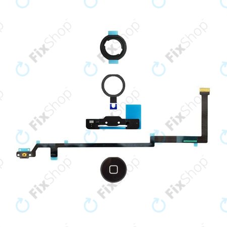Apple iPad Air - Tipka Home + fleksibilni kabel + nosač + plastični krug + brtva (crna)