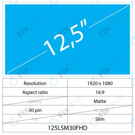 12,5 LCD Slim Matte 30 pin FHD