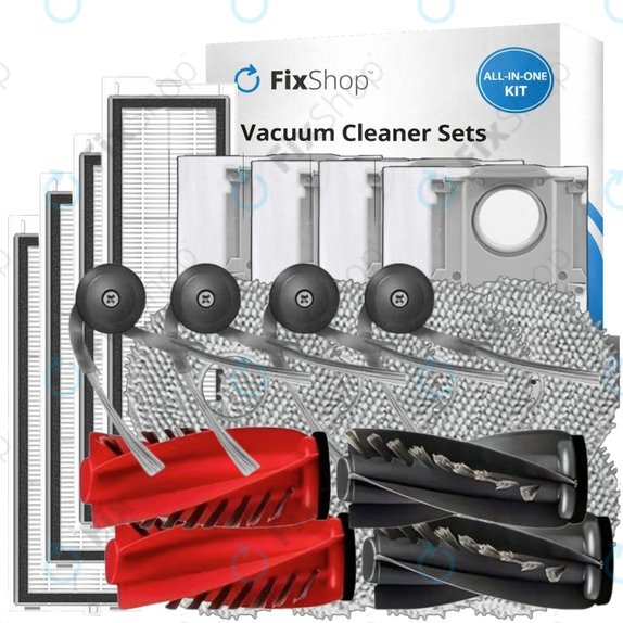 Set rezervnih dijelova za Xiaomi Roborock Qrevo, Qrevo Curv, Qrevo Edge, Qrevo 5AE (2x Glavna četka, 4x Filter, 4x Bočna četka, 8x Krpa za brisanje, 4x Vrećica za prašinu)