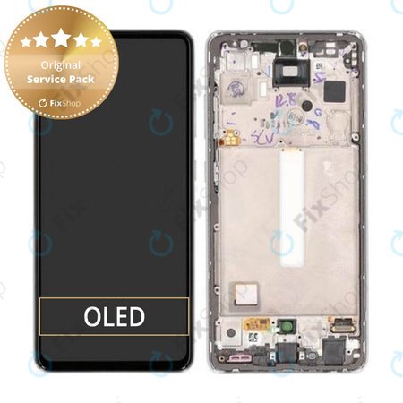 Samsung Galaxy A52s 5G A528B - LCD zaslon + zaslon osjetljiv na dodir + okvir (Fantastična bijela) - GH82-26861D, GH82-26863D, GH82-26910D, GH82-26909D Originalni servisni paket