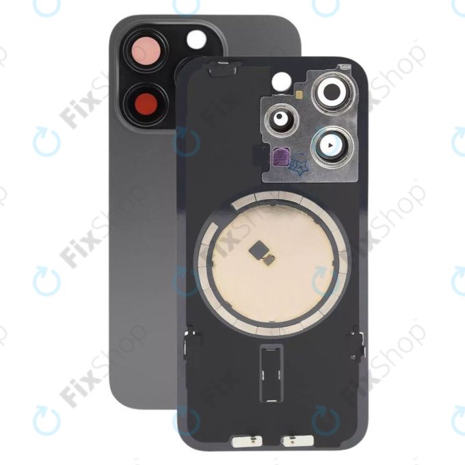 Apple iPhone 15 Pro - Stražnje staklo kućišta + staklo kamere + metalni okvir + magsafe magnet (Black Titanium)