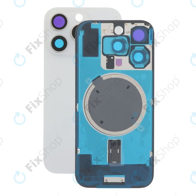 Apple iPhone 16 Pro - Stražnje staklo kućišta + staklo kamere + metalni okvir + Magsafe magnet (White Titanium)