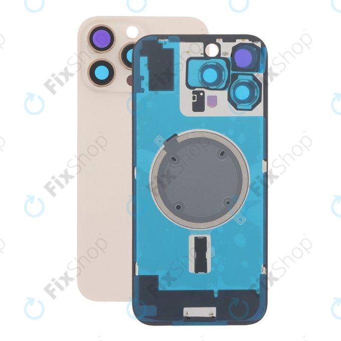 Apple iPhone 16 Pro Max - Stražnje staklo kućišta + staklo kamere + metalni okvir + Magsafe magnet (Desert Titanium)