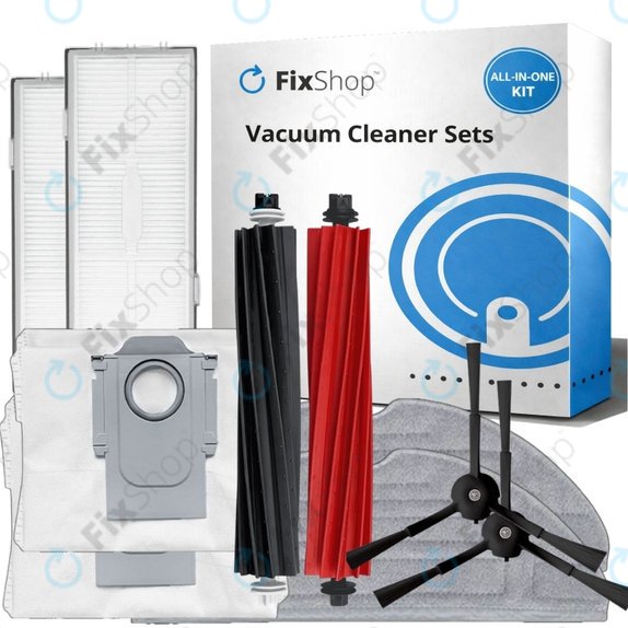 Set rezervnih dijelova za Xiaomi Roborock S8, S8+, S8 Pro Ultra (1 par glavnih četki, 2x Filter, 2x Bočna četka – crna, 2x Krpa za brisanje, 2x Vrećica za prašinu)