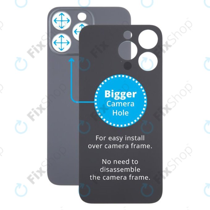 Apple iPhone 15 Pro Max - Staklo stražnjeg kućišta s većom rupom za kameru (Black Titanium)