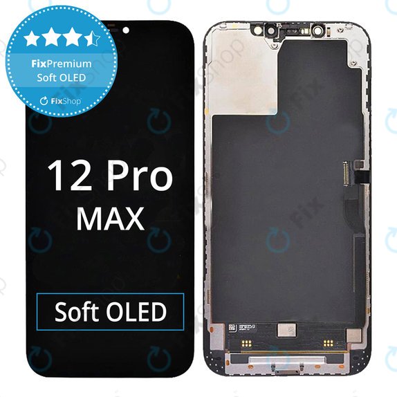 Zaslon Soft OLED za iPhone 12 Pro Max, Dodirni ekran s okvirom, FixPremium