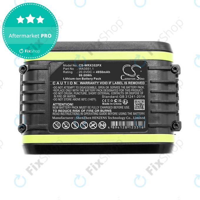 Baterija za Worx WX800.9 MAX, WX-JCR.9, 4950mAh, Li-Ion, 20V, WA3551.1, HQ