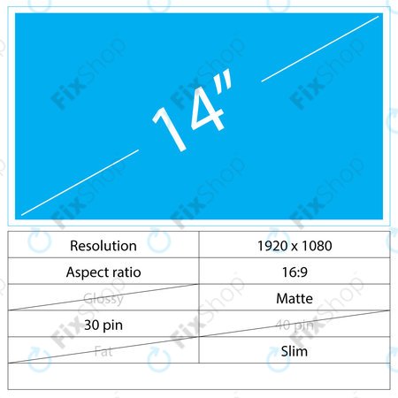 14 LCD Slim Matte 30 pin Full HD Bez zagrada