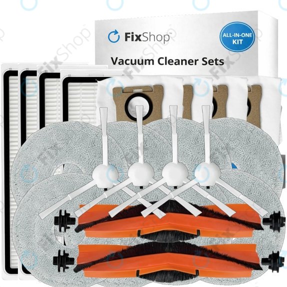 Set rezervnih dijelova za Xiaomi Mi Robot Vacuum S20+, S10+, X20+, X10+ (2x Glavna četka, 4x Filter, 4x Bočna četka – bijela, 8x Krpa za brisanje, 4x Vrećica za prašinu)