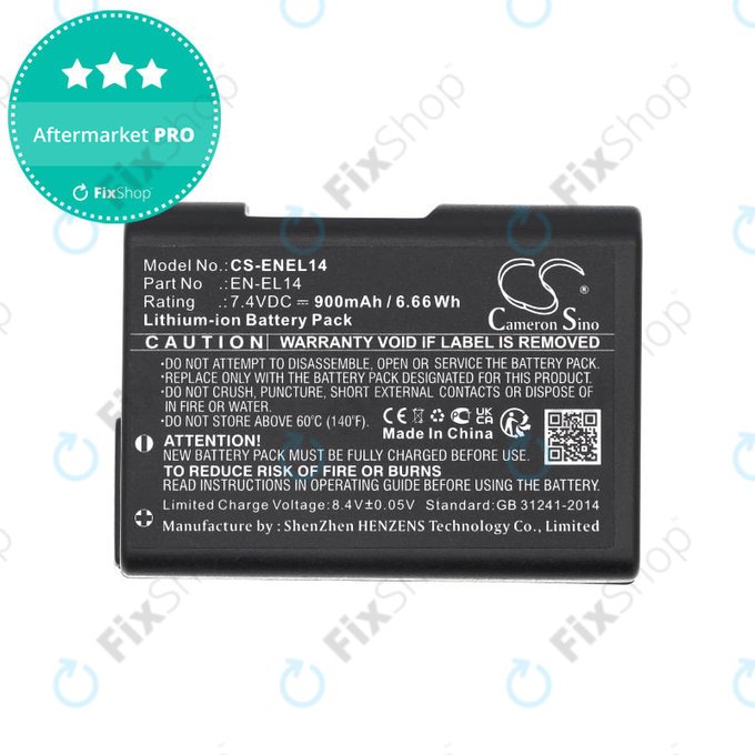 Baterija za Nikon D3100 DSLR, 900mAh, Li-Ion, 7.4V, EN-EL14, HQ