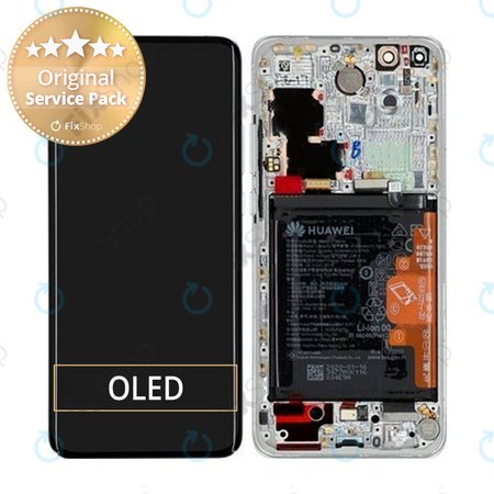 Huawei P40 Pro - LCD zaslon + zaslon osjetljiv na dodir + okvir + baterija + senzor otiska prsta (Ice White, Silver Frost) - 02353PJK