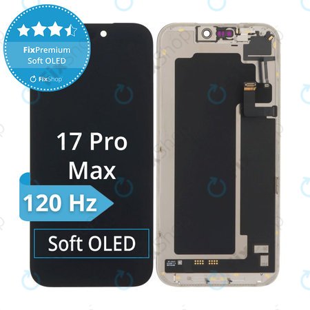 Zaslon Soft OLED 120Hz za iPhone 17 Pro Max - Dodirno staklo + Okvir, DIAGNOSTIC