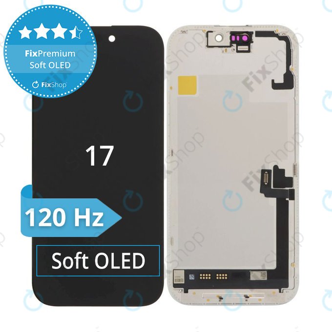 Apple iPhone 17 - LCD zaslon + zaslon osjetljiv na dodir + okvir Soft OLED FixPremium 120Hz
