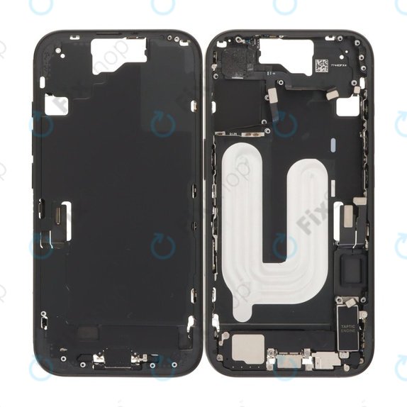 Apple iPhone 16 - Srednji Okvir + Tipke za Uključivanje, Glasnoću i Kameru (Black)