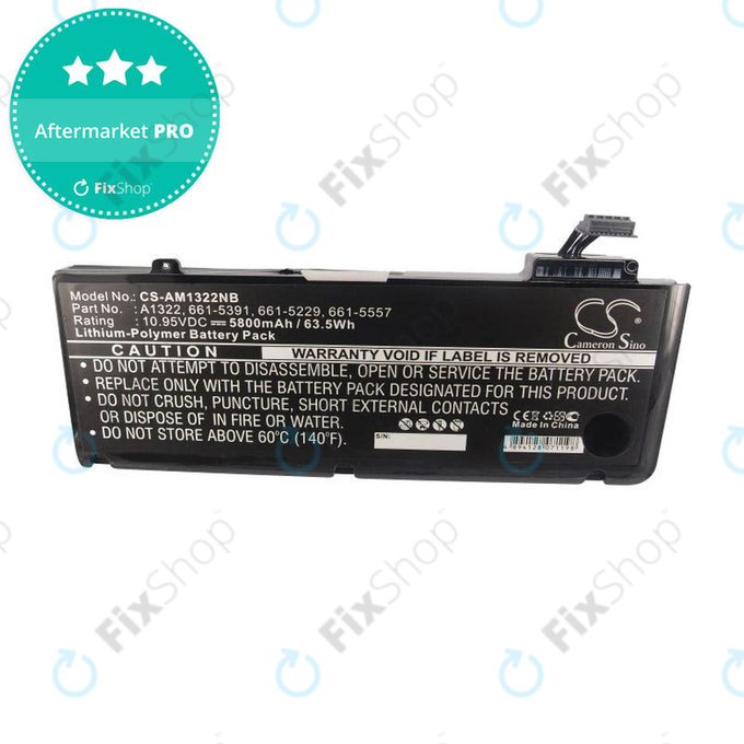 Apple MacBook Pro 13" A1278 (sredina 2009. - Sredina 2012.) - Baterija A1322 5800 mAh HQ