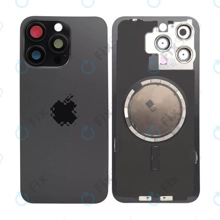 Apple iPhone 15 Pro Max - Stražnje staklo kućišta + staklo kamere + metalni okvir + magsafe magnet (Black Titanium)