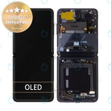 Samsung Galaxy Z Flip F700N - LCD zaslon + zaslon osjetljiv na dodir + okvir (zrcalno crni) - GH82-22215A Originalni servisni paket