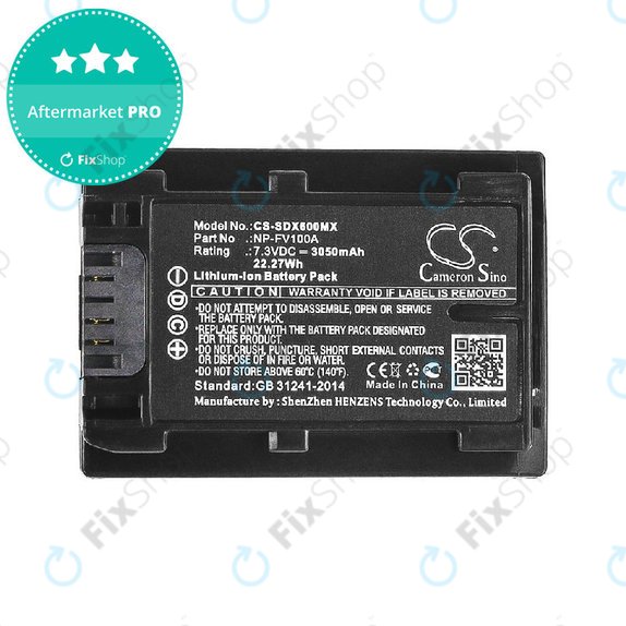 Baterija za Sony Fdr-Ax33, Sony Fdr-Ax40, 3050mAh, Li-Ion, 7.3V, NP-FV100A, HQ