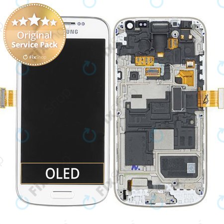 Samsung Galaxy S4 Mini i9195 - LCD zaslon + zaslon osjetljiv na dodir + okvir (White Frost) - GH97-14766B Genuine Service Pack