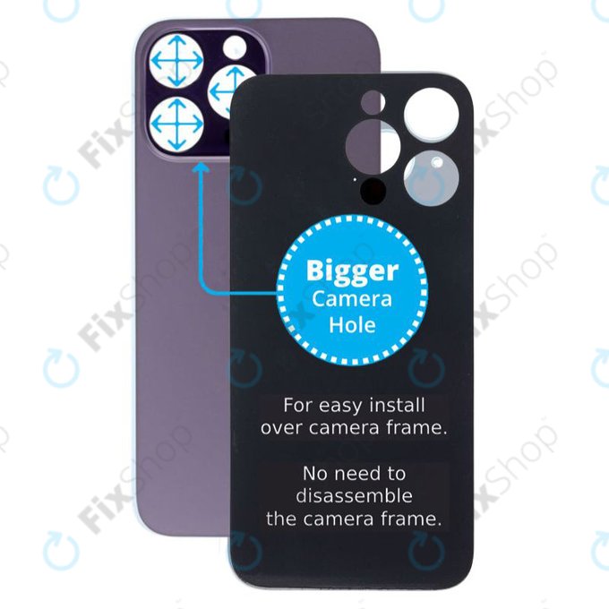 Apple iPhone 14 Pro Max - Stražnje staklo kućišta s većom rupom za kameru (tamnoljubičasto)
