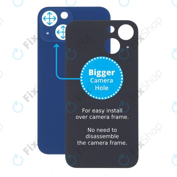 Apple iPhone 13 Mini - Stražnje staklo kućišta s većom rupom za kameru (plavo)