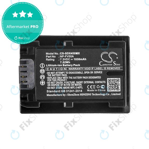 Baterija za Sony FDR-AX33, 40, 45, 53, 60, 700, P33, HDR-CX450, 625, 1030mAh, Li-Ion, 7.3V, NP-FV50A, HQ