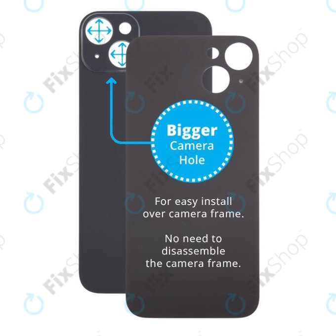 Apple iPhone 15 Plus - Staklo stražnjeg kućišta s većom rupom za kameru (Black)