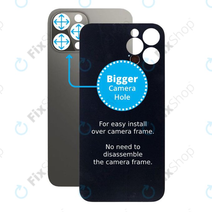 Apple iPhone 12 Pro Max - Stražnje staklo kućišta s većom rupom za kameru (grafitno)