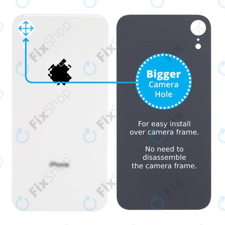 Apple iPhone XR - Stražnje staklo kućišta s većom rupom za kameru (bijelo)